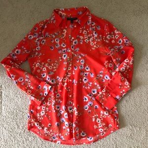 Banana Republic Red Floral Blouse
